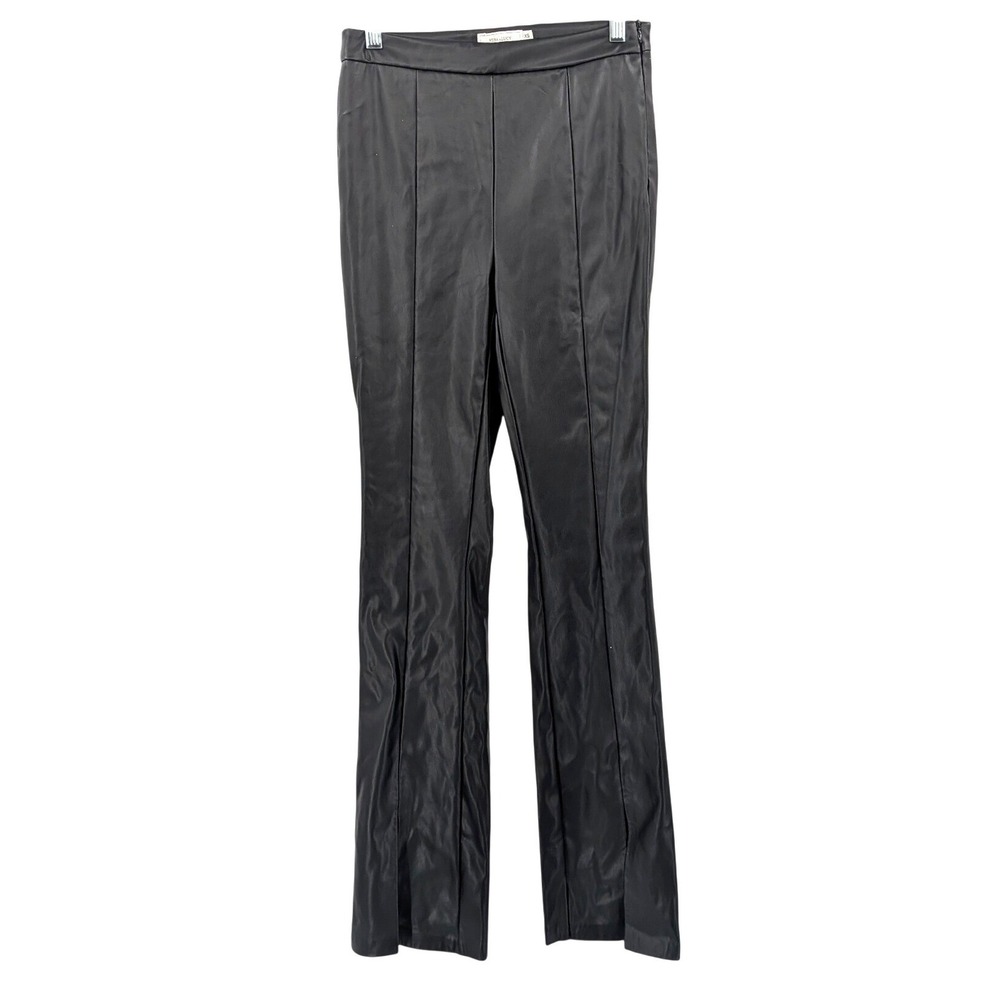 Faux Leather Pants Black Flare Leg High Rise Vegan Leather Vera & Lucy XS NWT